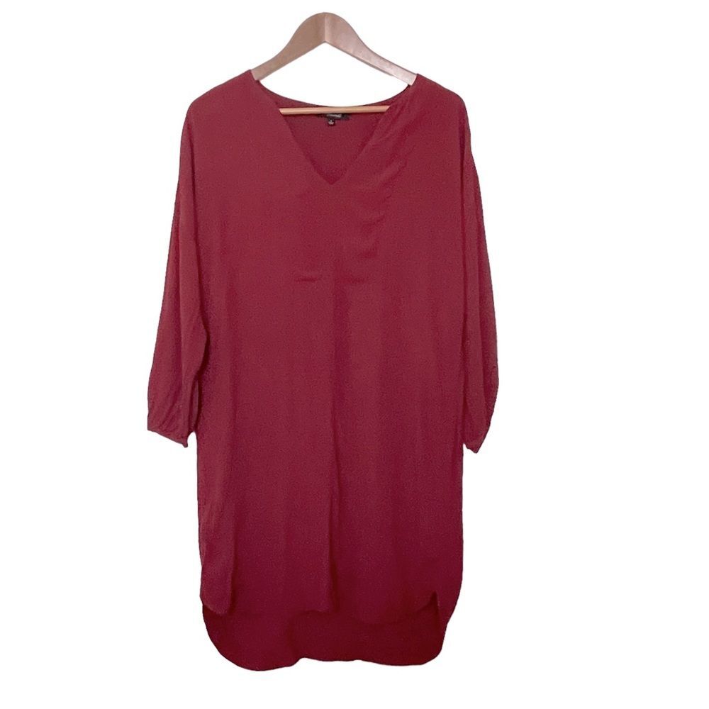 Madewell Long Sleeve Du Jour Tunic Shift Dress. Oversized. Garnet Ted. Size S.